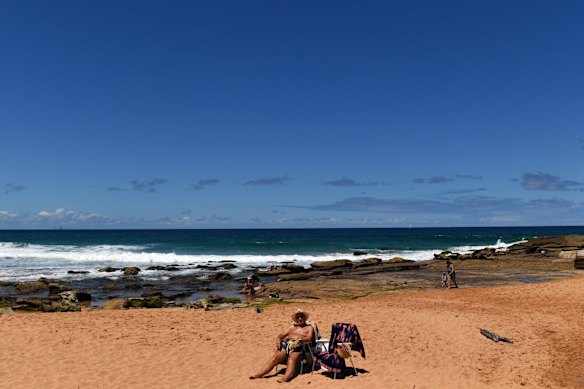 Beachgoers at Whale Beach in Sydney. Northern beaches are preparing for an influx of visitors when lockdown ends.