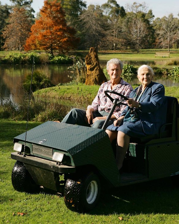 Dame Elisabeth and her gardener, Michael Morrison, in Langwarrin.