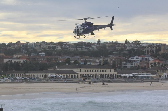 First light at Bondi as the search resumes for a missing swimmer from Bondi Beach after he went missing yesterday.