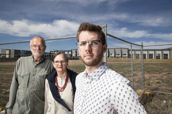 Wight resident Ryan Hemsley, pictured above right with John and Alison Hutchison, has praised the decision to reject two apartment complexes planned for Coombs.