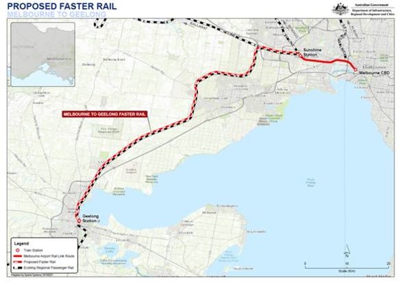 The proposed fast rail from Melbourne to Geelong. 