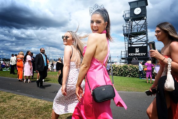 Young racegoers attend  Stakes Day.