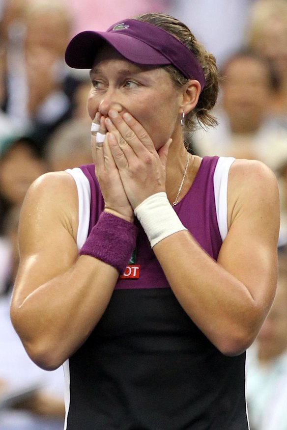 Sam Stosur of Australia celebrates defeating Serena Williams of the United States to win the Women's Singles Final at the US Open.