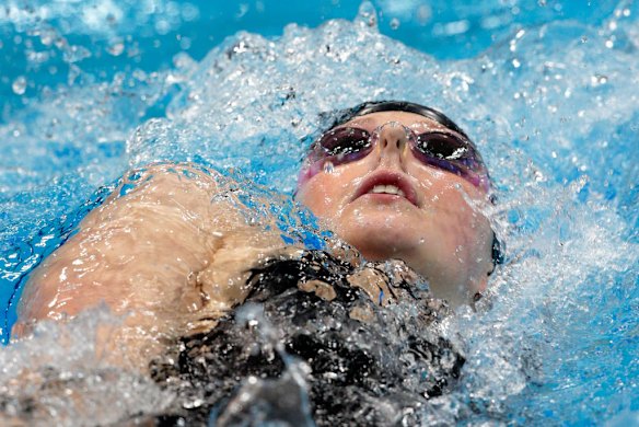 Rebecca Soni of the United States competes in the women's 200m breaststroke. Soni set a new world record time of 2m 19.59s for the event.
