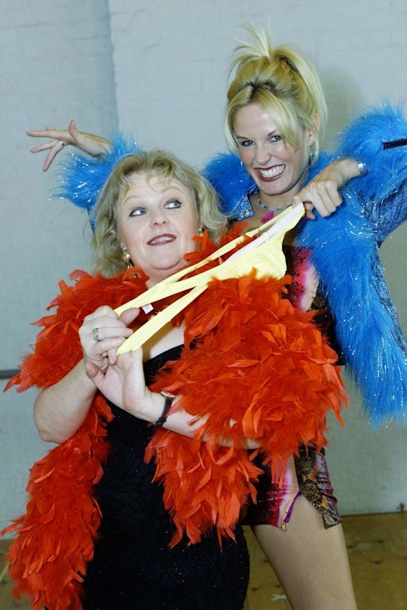 Charlotte and Denise Roberts at rehearsals for stage comedy Girls Night Out.
