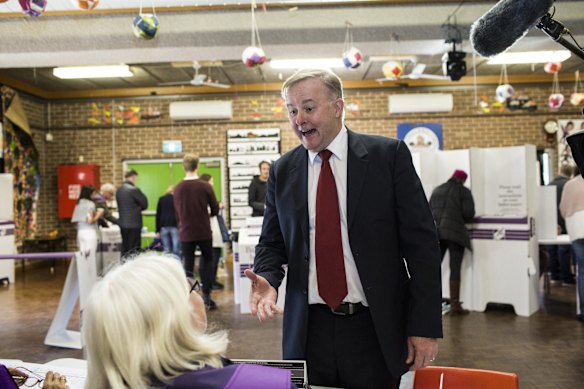 Member for Grayndler Anthony Albanese votes at Annandale Public School, Sydney.