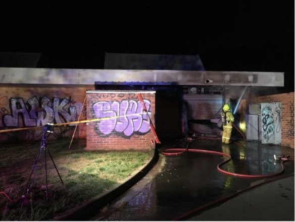 Fire crews were called to a fire at an abandoned building in Dickson last night.