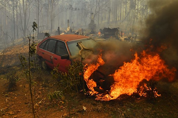 Homes and property destroyed in Hillville. The bushfire, one of dozens in the region has destroyed many homes over the last 5 days on the mid north coast. 