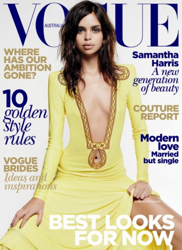 Samantha Harris on the cover of Vogue Australia in 2010.