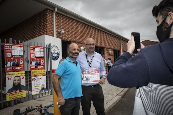 Canterbury-Bankstown Mayor Khal Asfour campaigns for re-election at the Baptist Christian Community School, Greenacre, Sydney.