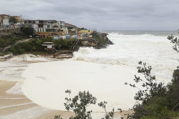 The swell inundates Tamarama Beach.