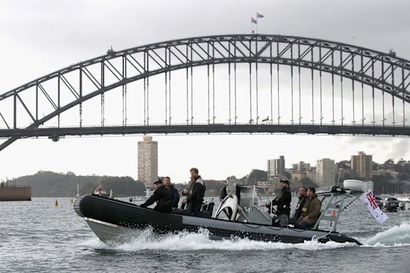 Patron of the Invictus Games Foundation Prince Harry watches an Invictus Games Sydney 2018 Sailing Event in Sydney Harbour on June 7, 2017 in Sydney, Australia.