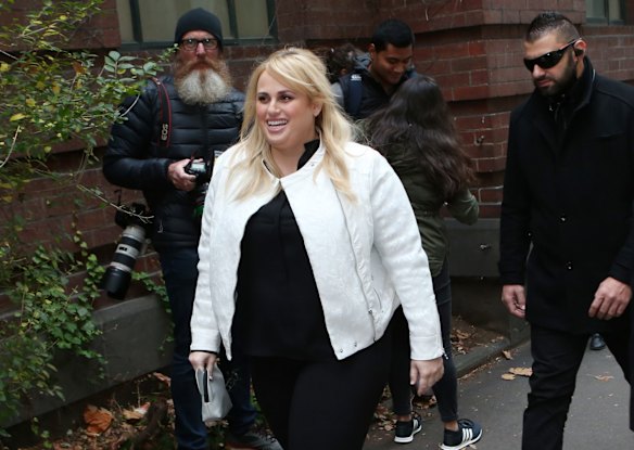 Actress Rebel Wilson arrives at the Supreme Court in Melbourne, Thursday, June 1, 2017.