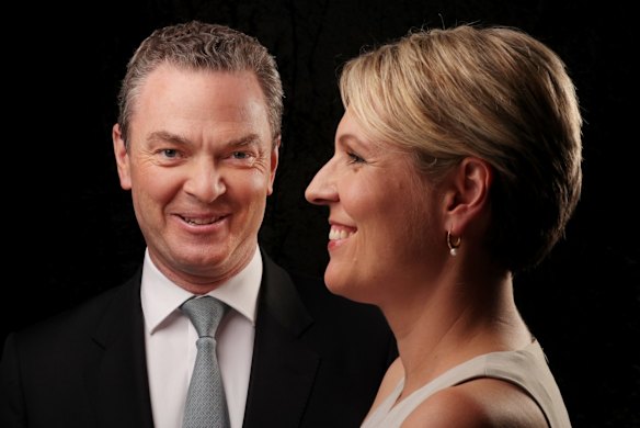 Christopher Pyne and Tanya Plibersek come together to celebrate the 40th anniversary of ABBA for GoodWeekend magazine at Parlaiment House in Canberra on 8 February 2017. 