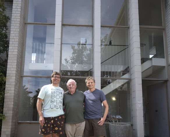 The Abrahams family in front of their one-time home.