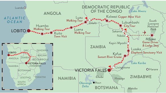 The Copper Trail journey stretches 3100 kilometres from Zimbabwe to Angola.