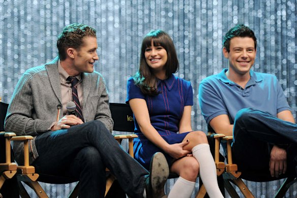 Glee stars Matthew Morrison, Lea Michele and Cory Monteith in October 2011.
