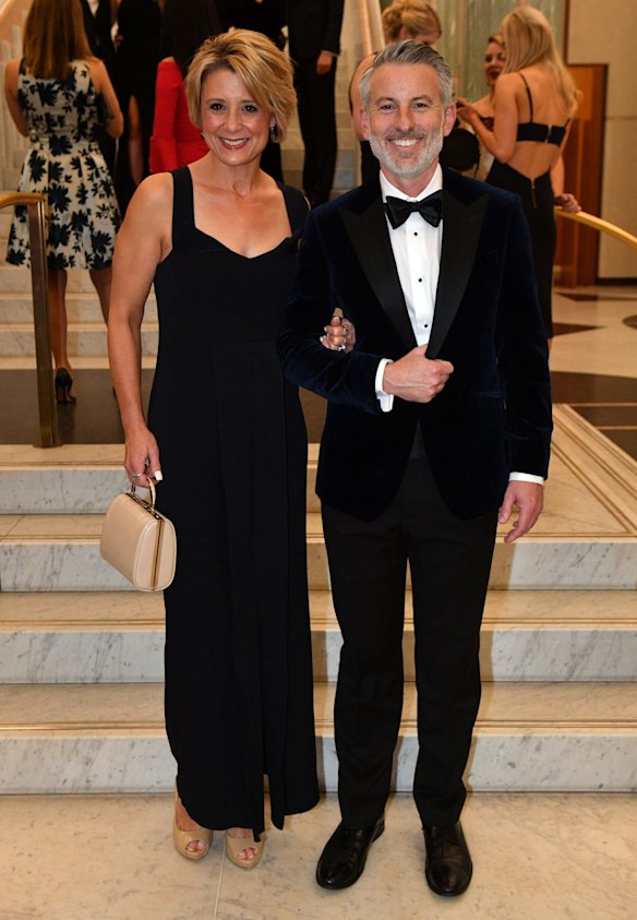 Labor Senator Kristina Keneally and husband Ben Keneally arrive for the annual Mid Winter Ball at Parliament House in Canberra, Wednesday, September 12, 2018.