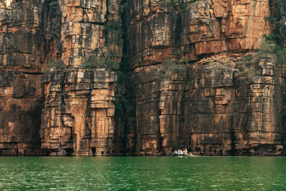 The only way to see the King George River is by boat or helicopter.