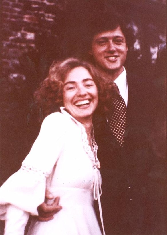 These two, looking wide-eyed and innocent on their wedding day. "40 years ago, I married the cute guy from the library," Hillary posted on their anniversary. 