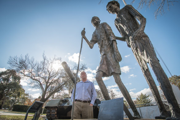 Canberra Services Club president Mike Kinniburgh at the Manuka Oval site where the club burned down in 2011. He now hopes the club can return to its "spiritual home".