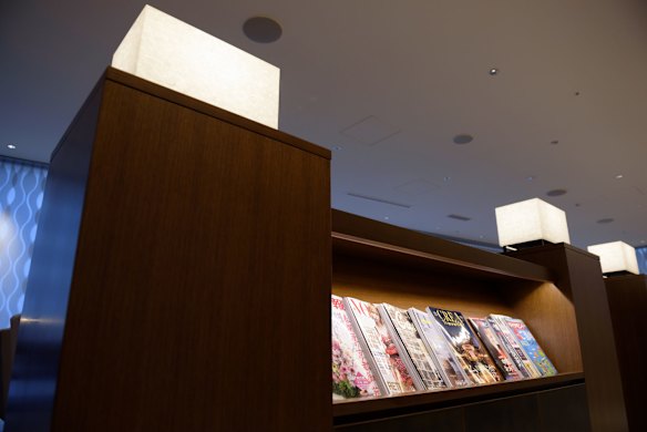 Magazines sit on display in the View Gold Lounge, operated by East Japan Railway Company and View Card, at Tokyo Station in Tokyo, Japan. Passengers on the GranClass can check into this lounge at Tokyo Station before boarding.