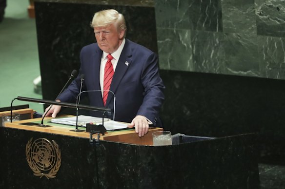 President of the United States Donald Trump during the United Nations General Assembly meeting in New York.