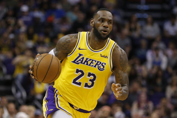 NBA star LeBron James in action with for the Los Angeles Lakers in March 2019.