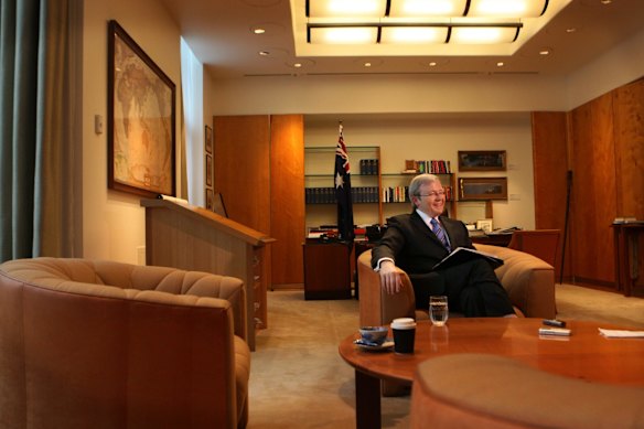 Prime Minister Kevin Rudd during an interview in his Parliament House office on the occasion of his first year in power,  20 November 2008.
