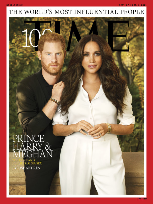 Prince Harry and Meghan, Duchess of Sussex, on the cover of Time magazine’s Most Influential People 2021 