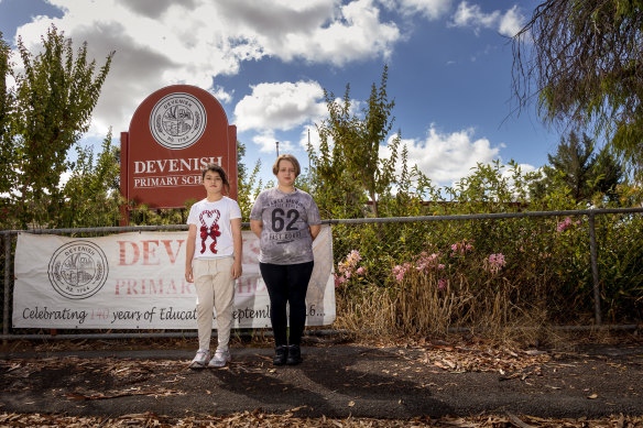 Tassy Gregory and Lilly Binion would like to attend Devenish Primary School, but it has been destaffed.