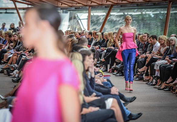 Models on the catwalk for Carla Zampatti's Spring/Summer 2015 collection showcase.