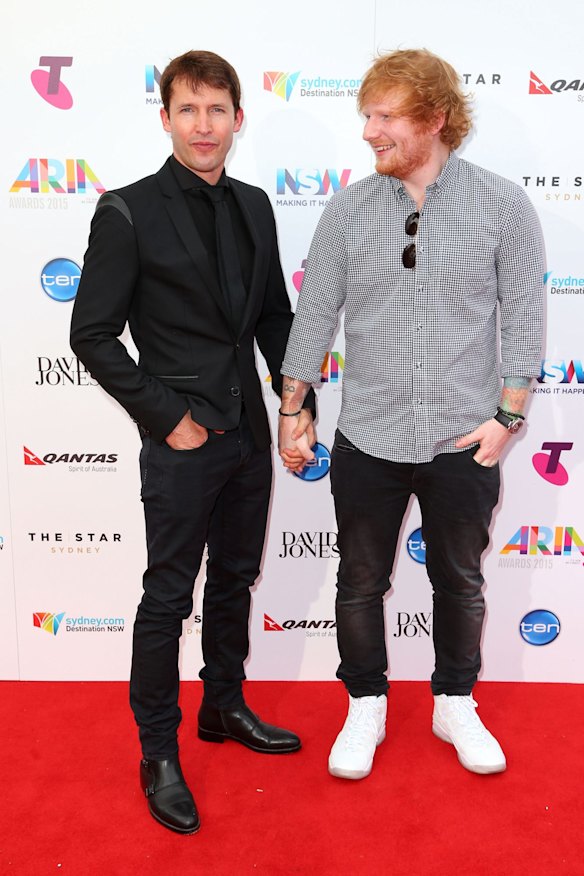 Ed Sheeran and James Blunt share a moment.
