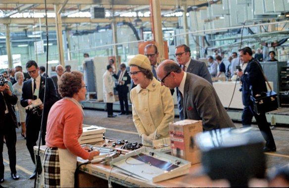 In 1970, the Queen visited the Electrolux Factory in Orange NSW. Photo: Orange & District Historical Society. 