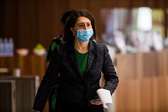 Premier Gladys Berejiklian at the daily Health briefing.