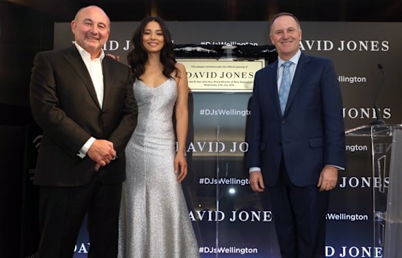 David Jones chairman Ian Moir, Jessica Gomes and John Key
