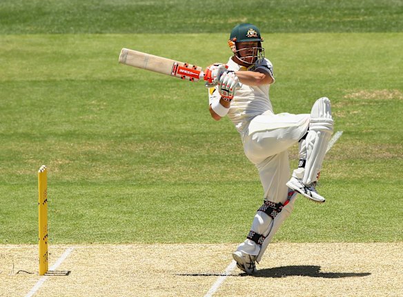 David Warner bats during day one.