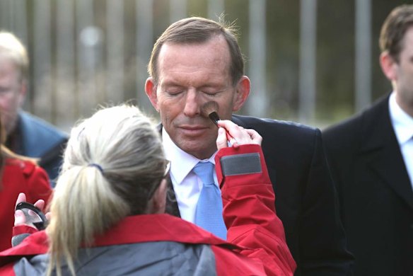 Opposition Leader Tony Abbott does breakfast television interviews out the front of Parliament House in Canberra on Thursday 27 June 2013.