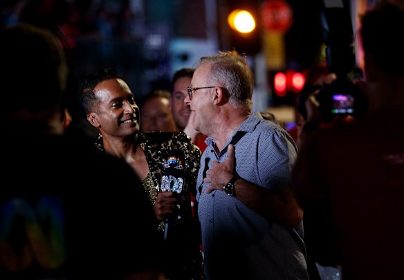 Prime Minister Anthony Albanese takes part in the 45th annual Gay and Lesbian Mardi Gras.