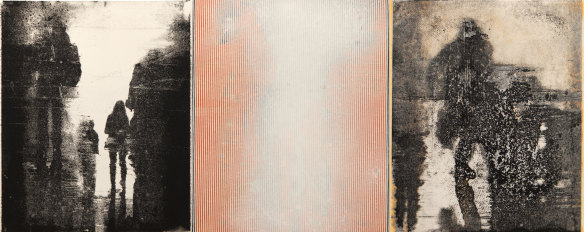 Robert Boynes, 'Grit', triptych, acrylic on canvas, 61 x 152.5cm.
