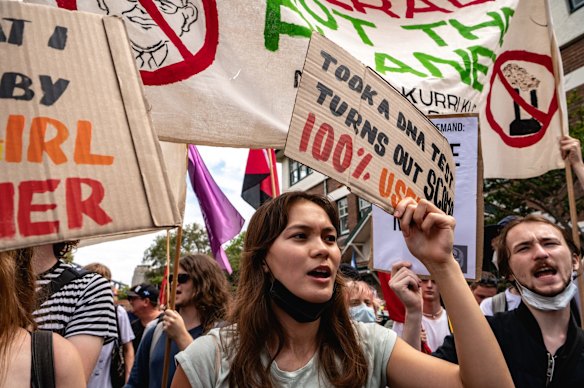 Young people gathered in front of the Prime Minister's Kirribilli residence for the School Strike 4 Climate protest.