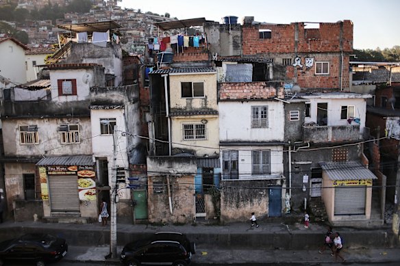 he Mangueira favela in Rio de Janeiro. The Mangueira favela community sits about a kilometer away from Maracana stadium, site of the opening and closing ceremonies for the Rio 2016 Olympic Games. .