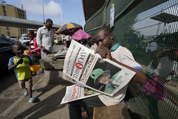 A newsstand in Obalende Lagos, Nigeria Friday, Sept. 9, 2022.