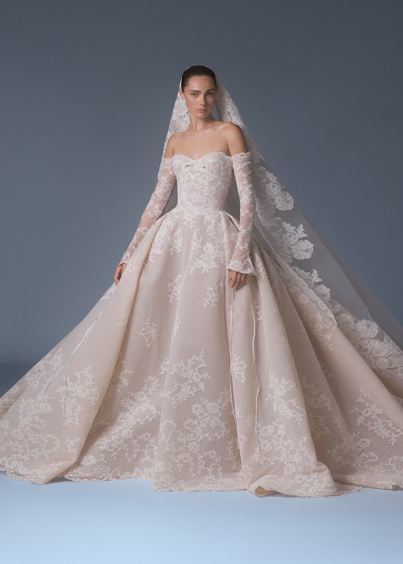 A wedding dress by leading Adelaide dressmaker Paul Vasileff at Paolo Sebastian.
