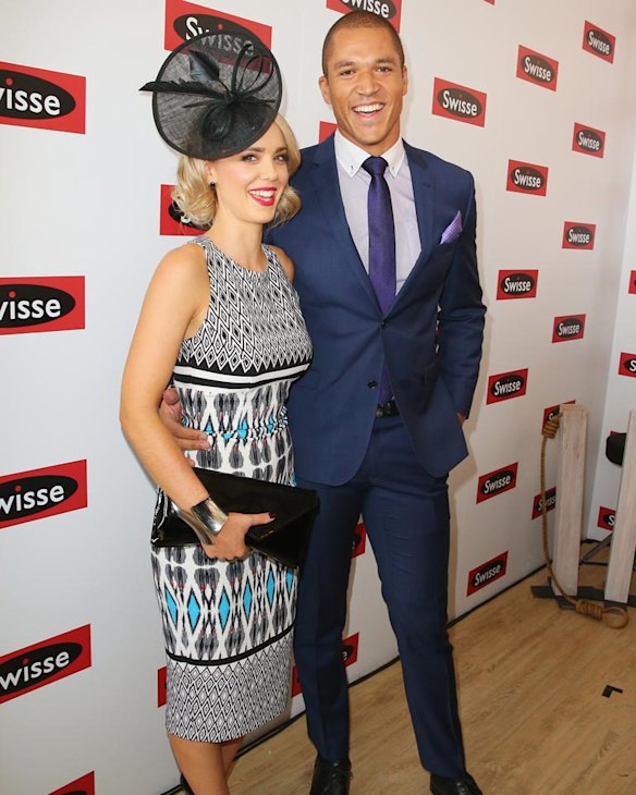Blake Garvey and Louise Pillidge attend the Swisse Marquee on Melbourne Cup Day at Flemington Racecourse on November 4, 2014 in Melbourne, Australia. 