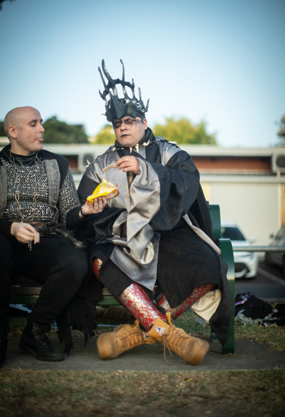 Snack time during a break from the battle.