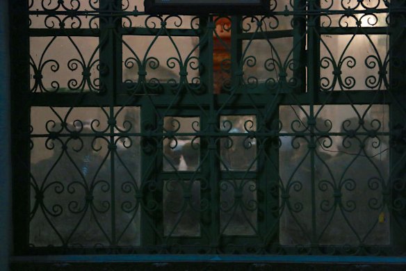 Worshippers at Kashgar's Id Kah mosque, the biggest mosque in China.