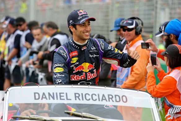 Red Bull's Daniel Ricciardo at the drivers parade.