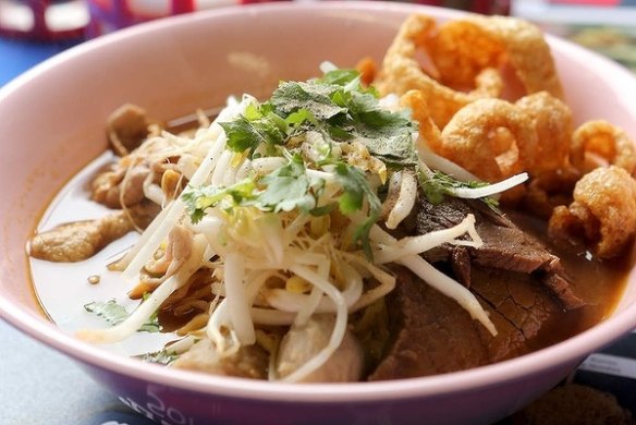 13 Beef boat noodles with egg noodles at Soi 38 in the CBD