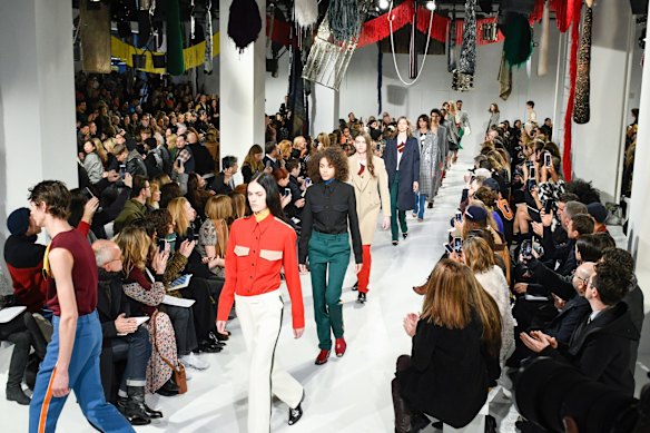 Raf Simons used music to deliver a message during his debut Calvin Klein show, playing David Bowie's "This Is Not America" through the speakers as models walked the runway.